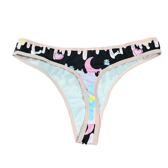 NWT Black & Pink Kawaii Goth Bandeau Tube Top & Bottoms Lingerie Rave Set - Picture 11 of 11